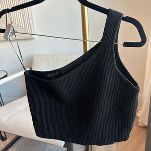 House of Harlow 1960 One Shoulder Ribbed Crop Top